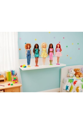 5 Adet Oyuncak Bebek Tutucu Standı Model Bebekler İçin Uyumlu Tasarlandı Abanoz - Beyaz