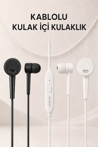 Jopus Yüksek Sesli Stereo Kulak İçi Kulaklık Mikrofonlu 3.5mm Aux Jack Girişli 1m Kablo Tak Çalıştır iOS Android Uyumlu