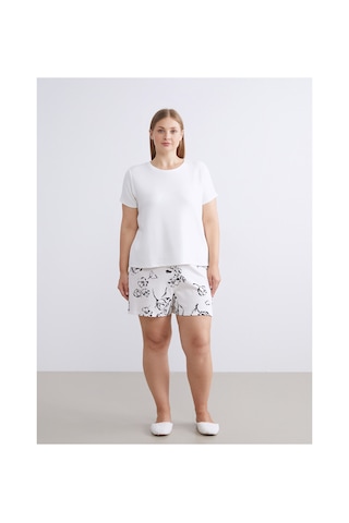Lcw Dream Bej Beli Lastikli Baskılı Kadın Şort Pijama Altı