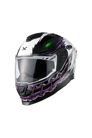 Nexx Y.100R Night Rider Kapalı Motosiklet Kaskı Beyaz - Mor - Siyah