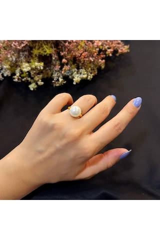 Stela Desgın İnci Gümüş Yüzük Sarı K