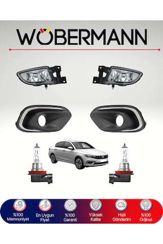 Wöbermann Fiat Egea (Tipo) Sis Farı Seti + Çerçeve ve H11 Ampul %100 Uyumlu