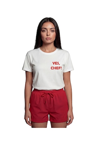 ''yes, Chef '' Yazılı Minimalist Baskılı %100 Pamuk Rahat Kesim P Beyaz ''yes, Chef '' Yazılı Minimalist Baskılı %100 Pamuk Rahat Kesim P Beyaz