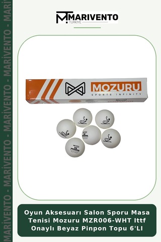 Oyun Aksesuarı Salon Sporu Masa Tenisi Mozuru Mzr006-wht Ittf Onaylı Beyaz Pinpon Topu 6'lı