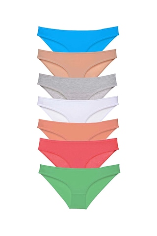 7 Adet Süper Eko Set Likralı Kadın Slip Külot Set 6 Çok Renkli