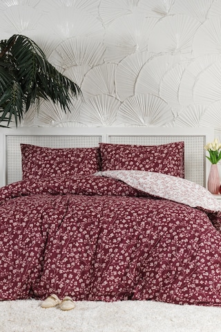 Elart Jasmin Nevresim Takımı Çift Kişilik %100 Pamuk Ranforce Lastikli Çarşaf 200x220 Cm Bordo Bordo
