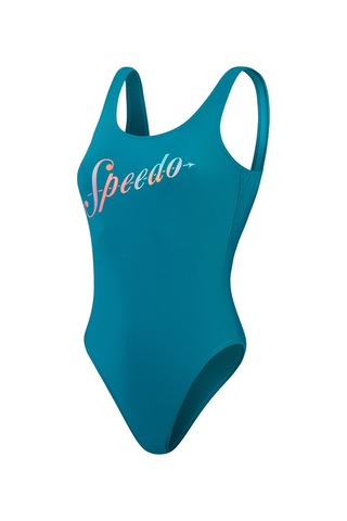 Speedo Logo Deep U-back Kadın Yüzücü Mayosu mavi