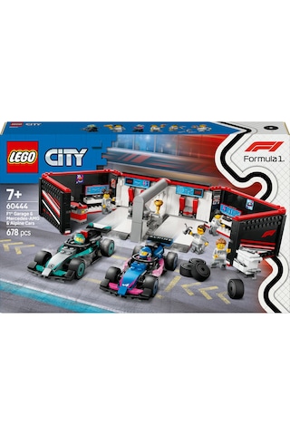LEGO® City F1® Garajı ve Mercedes-AMG ve Alpine Arabaları 60444 -7 Yaş ve Üzeri Çocuklar için Yarış Arabası İçeren Oyuncak Yapım Seti(678P)