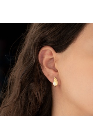 Dkmn Gümüş Taşlı Melek Kanadı Gümüş Küpe