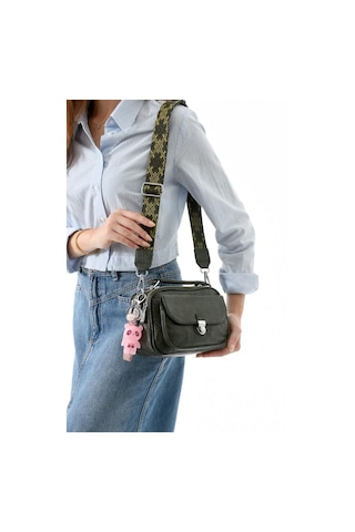 Vegan Deri Kadın Postacı Çanta 21 15 Cm Yıkama Suni Deri Omuz Çantası Çapraz Askılı Çanta Yeşil