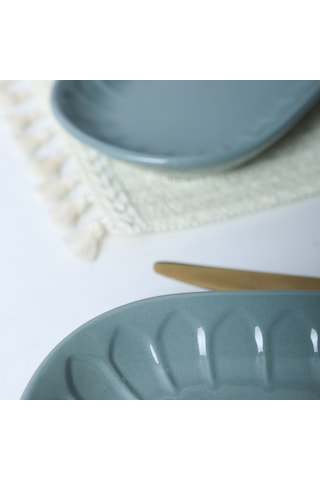 Keramika Yeşil Badem Kayık Tabak 25 Cm 2 Adet 326