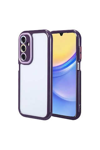 Zore Samsung Galaxy Uyumlu A15 Kılıf Kamera Korumalı Renkli Kenar Ve Çerçeve Tasarımlı Omsy Vitamin Kapak-derin Mor