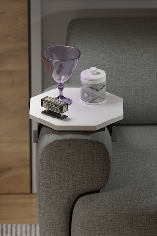 Yan Sehpa Ayarlanabilir Tepsi Dekoratif Modern Tepsi Sekizgen Beyaz