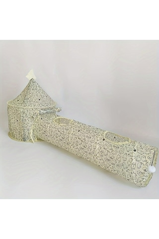 Kedi Tüneli Oyuncak - Kediler İçin Yuvarlanan Ejderha Kanallı Karikatür Desenli Polyester Katlanabilir Kedi Oyun Çadırı, Evcil Hayvan Malzemeleri A