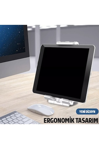 Ally Pb-47B Askılı Katlanabilen Çok Işlevli Tablet -Telefon Stan-Beyaz