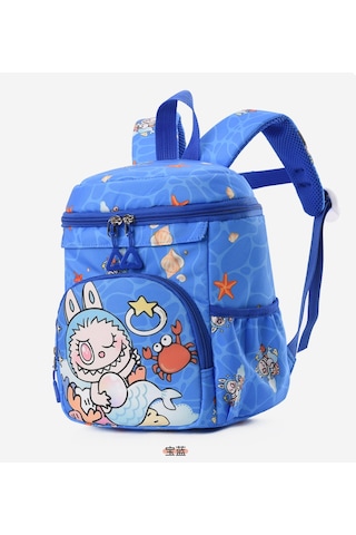 Sevimli Karikatür Büyük Kapasiteli Sırt Çantası - Mavi Mavi