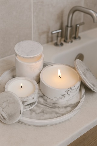 Dekoratif Set Mum Mermer Set