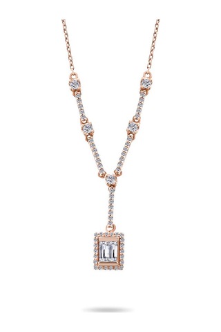 0.45 Karat Baget Pırlanta Kolye 34368195