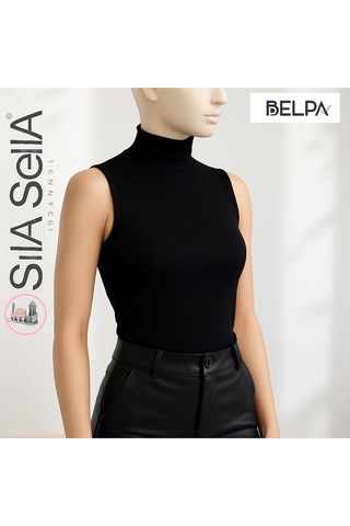 Belpa Sıla Sella Siyah Kadın Boğazlı Atlet Siyah