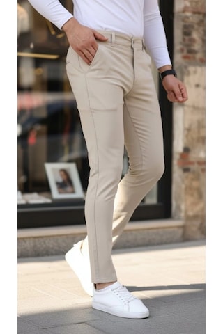Defymoda Erkek Slim Fit Likralı Gabardin Pantolon Bej