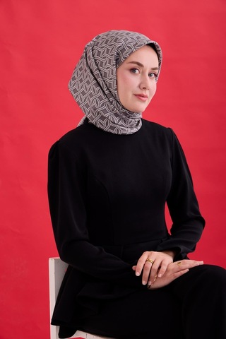 Silk Home Twill İpek Eşarp 11479-10 Koyu Gri, Gümüş