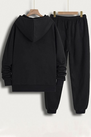 Moon Phases Baskılı Eşofman Takımı Siyah