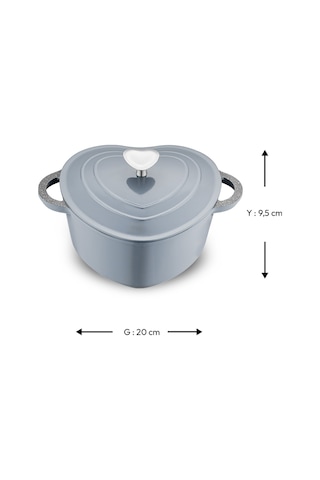 Emsan Kalp Döküm Tencere 20 Cm Gri