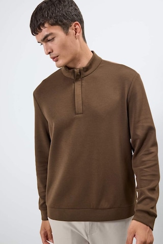 Defacto Regular Fit Dik Yaka Yarım Fermuarlı Sweatshirt F2821ax25aubn595 Kahve