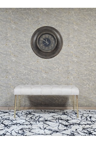 Zafir Gold Tel Ayaklı 90 Cm Puf Bench - Puf - Bench - Kasalı Oturak - Oturak - Yatak Ucu Puf Krem