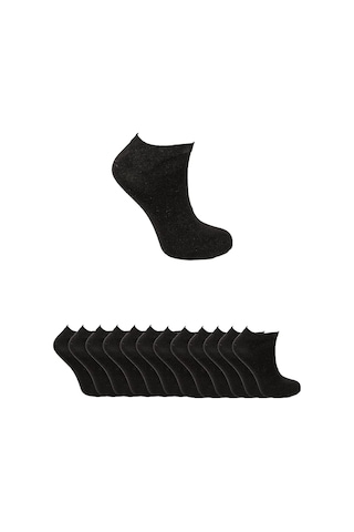 Ozzy Socks 12 Çift Ekonomik Pamuklu Siyah Erkek Patik - Siyah