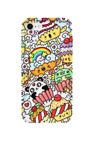 İphone 8 Uyumlu Baskılı Şeffaf Telefon Kılıfı Koleksiyon: Snacktoon Delight 2
