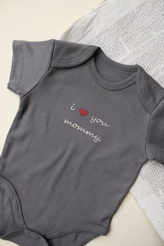 Oh La La Koala Mom Nakışlı Kısa Kollu Body Zıbın Antrasit