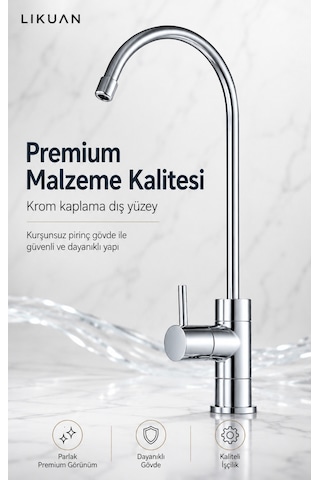 Premium Su Arıtma Musluğu Krom Tek Kollu Nsf Sertifikalı Ncps803cp Gümüş