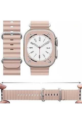 Apple Uyumlu  Watch 42mm 44mm 45mm 49mm 1/2/3/4/5/6/se/7/8/ultra Akıllı Saat Ocean Kordon Ve Kayışı Pembe