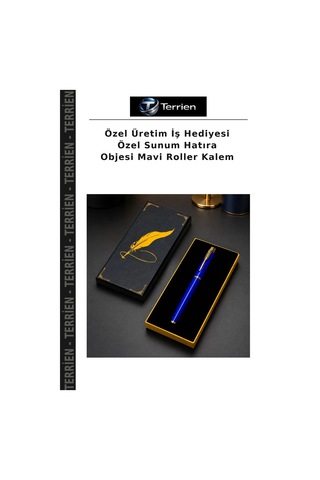 Özel Üretim İş Hediyesi Özel Sunum Hatıra Objesi Mavi Roller Kalem Çok Renkli