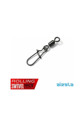 Alesta Rolling Swivel Rolling Snap No:12 Siyah Nikel Klipsli Fırdöndü 14 Adet 10kg Çeker