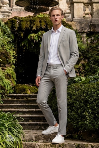 AC&Co / Altınyıldız Classics Erkek Grı Slim Fit Dar Kesim Mono Yaka Casual Ceket Gri