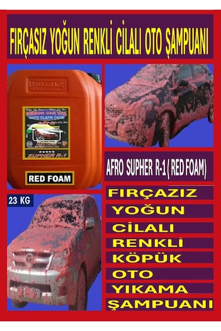 Afro Supher R-1 Renkli Cilalı Fırçasız Oto Yıkama Şampuan Köpüğü Özel Güçlü Temizleyici 23 Kg