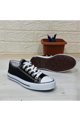 Fiyra 554 Siyah-Beyaz Kısa Unisex Sneaker Keten Spor Ayakkabı 001