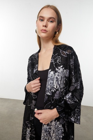 Mudo Kadın Kadın Multi Renk Püskül Detaylı Kadife Dokulu Kaftan 1248278