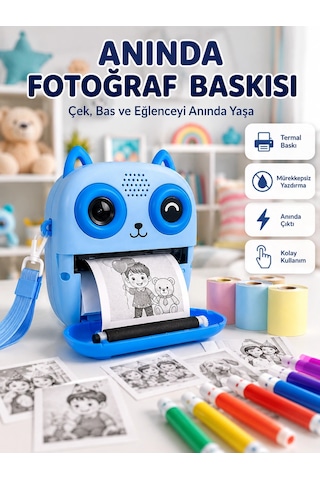 Bay 2.4'' Ips Ekranlı Çocuk Fotoğraf Makinesi Hd Çekim Ve Anında Baskı Keyfi Najmaddin