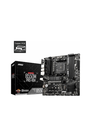 Msı B550m Pro-vdh Ddr4 4400mhz 1xvga 1xhdmı 1xdp 2xm.2 Usb 3.2 Matx Am4 Amd 5000/4000g/3000 Serileri İle Uyumlu