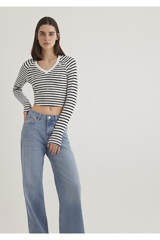 Mavi - Uzun Kollu Crop Basic Tişört 1613041-85586 Siyah