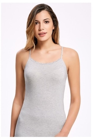 Ilke Kadın Likralı Dantelli Ip Askılı Atlet 246- 6 Adet