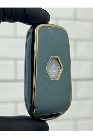 Lüx Megane 4 Joy - Clio 5 Captur Ve Koleos 3 Buton Nano Koruma Anahtar Kılıfı Gri Gold Altın Renk
