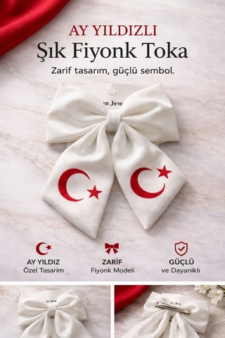 Ay Yıldızlı Fiyonk Toka Beyaz
