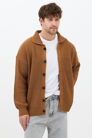 Tarz Cool Erkek Hardal Düğme Detaylı Regular Fit Hırka Hardal