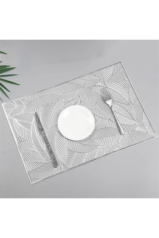 6 Adet Dikdörtgen Yapraklı Yalıtımlı Amerikan Servisi Oyuklu Amerikan Servisi, A Gümüş