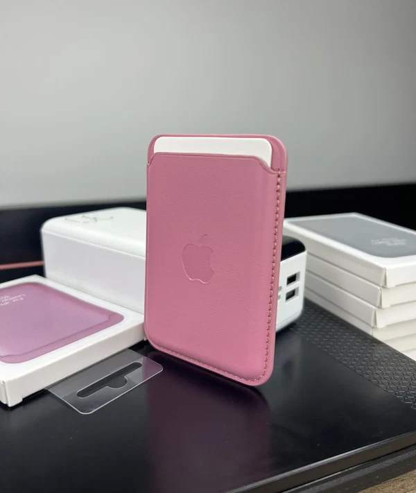 Magsafe Deri Cüzdan Kartlık Tüm Modellerle Uyumlu - Bordo Barbie Pembe