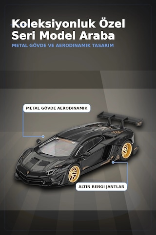 Metal Gövdeli 1/64 Ölçek Lamborghini Aventador Model Araba - Koleksiyonluk Tekli Paket Bx-313363